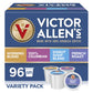 Victor Allens Coffee Variety Pack, 96 Count Single Serve Pods, Morning Blend, Colombian, Donut Shop, French Roast, Brown