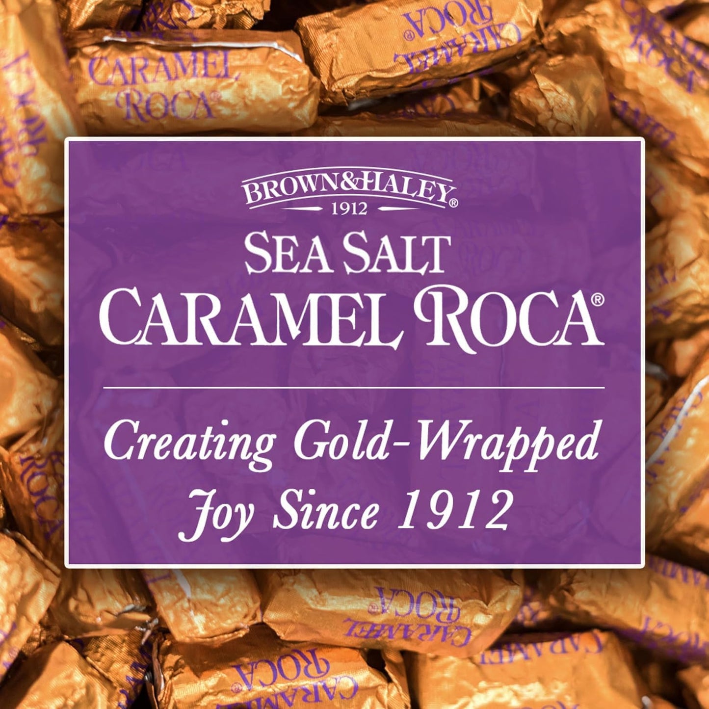 Brown & Haley Sea Salt Caramel Roca Stand-Up Box - Chocolate Caramel Buttercrunch Toffee With Almonds And Sea Salt - Individuall