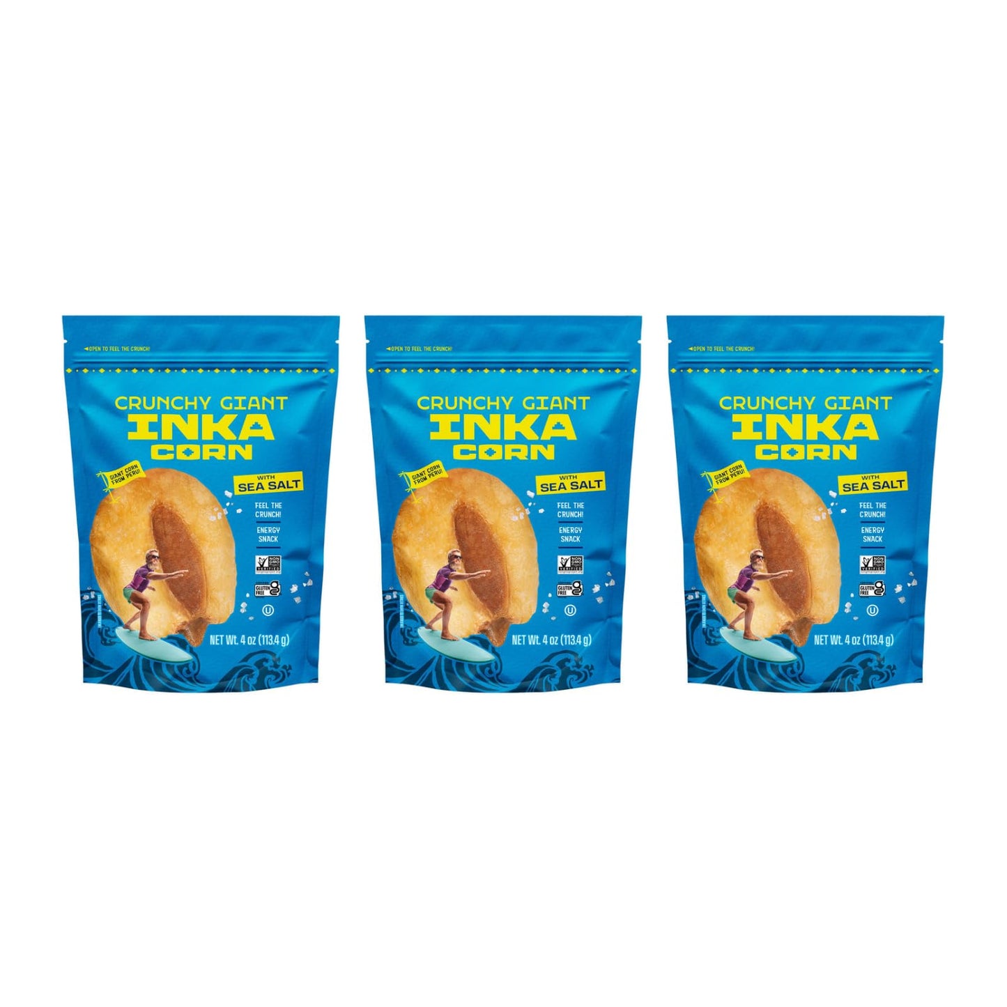 Inka Corn Nuts, Gluten Free Roasted Giant Corn, Original Flavor, 4 Ounce (Pack Of 3)