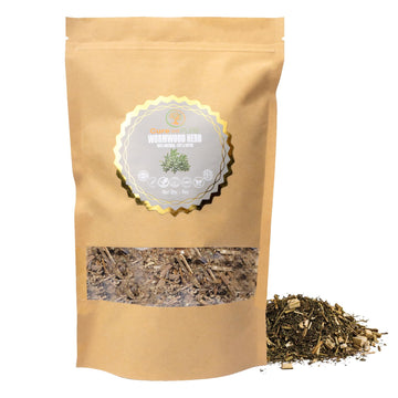 Cure wid Pure Organic Wormwood Herb Dried Cut & Sifted 4oz/114g - Artemisia Absinthium - Non-GMO Preservative & Additives Free Wormwood Tea In Eco Friendly Resealable Pouch Traditional Herbal Remedy