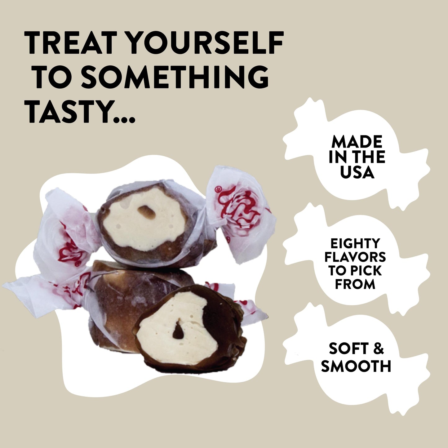Taffy Town Saltwater Taffy- Chocolate Caramel Mocha | Gourmet Taffy| Nougat-Style Candy| Soft & Delicious| Sumer Snack Treats| Party Good Candies|