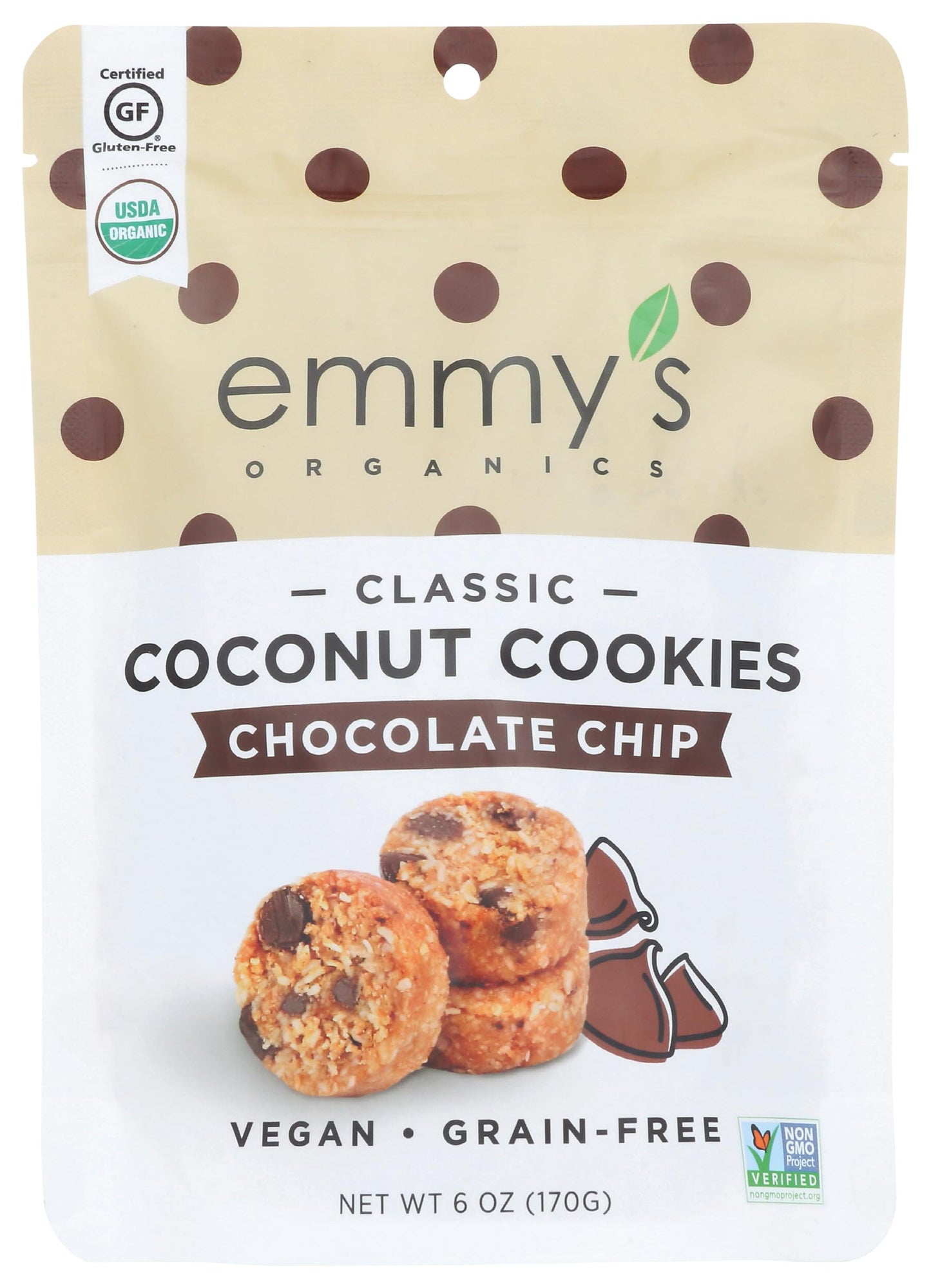 Emmy's Organics Organic Chocolate Chip Coconut Cookies, 6 oz
