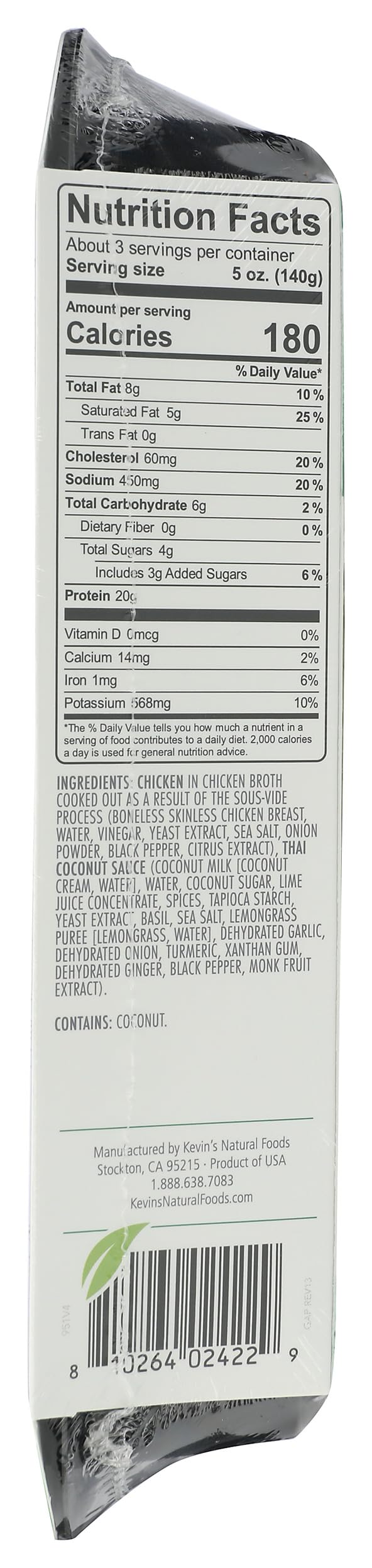 KevinS Natural Foods Thai Coconut Chicken Breast, 16 Oz