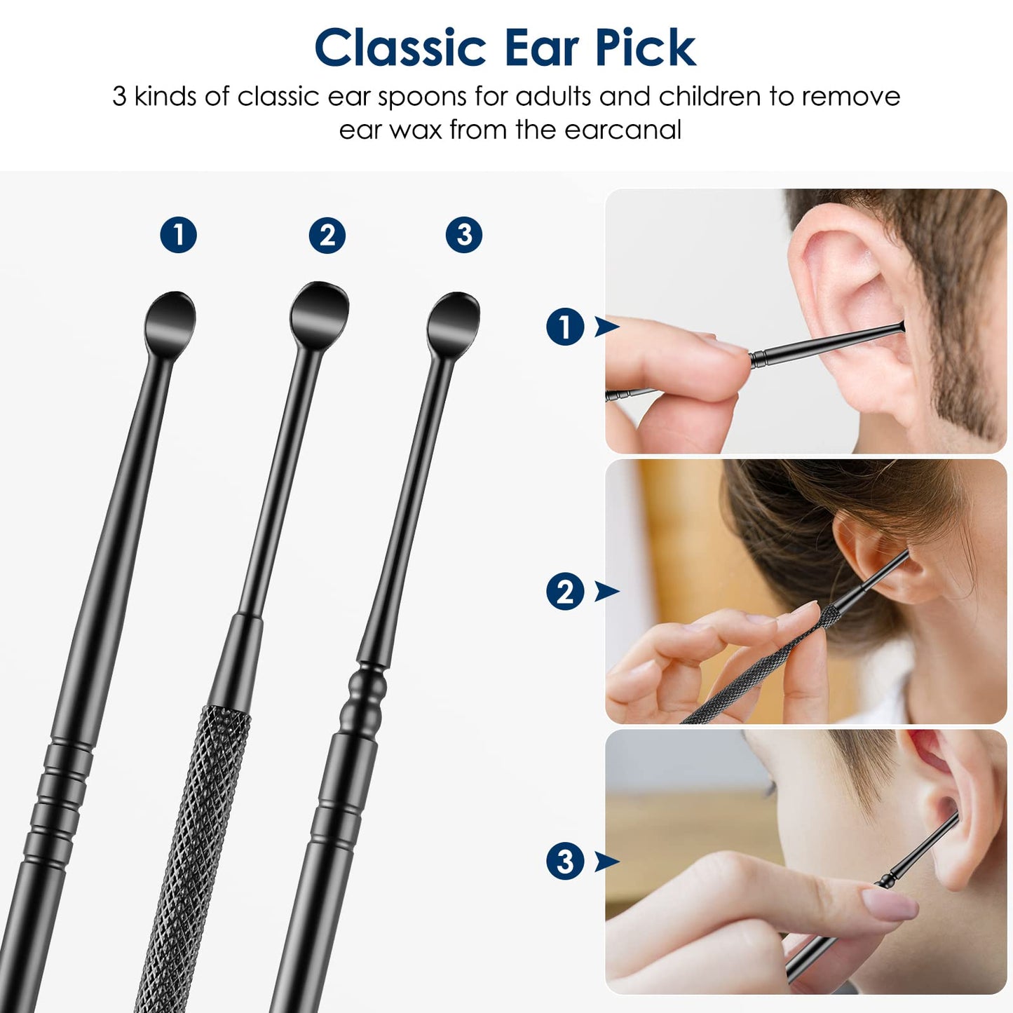 Ear Cleaning Kit,Safe Ear Wax Removal Tool,Earwax Removal Kit,Easy To Use,Painless Ear Pick,With Storage Box And Cleaning Brush