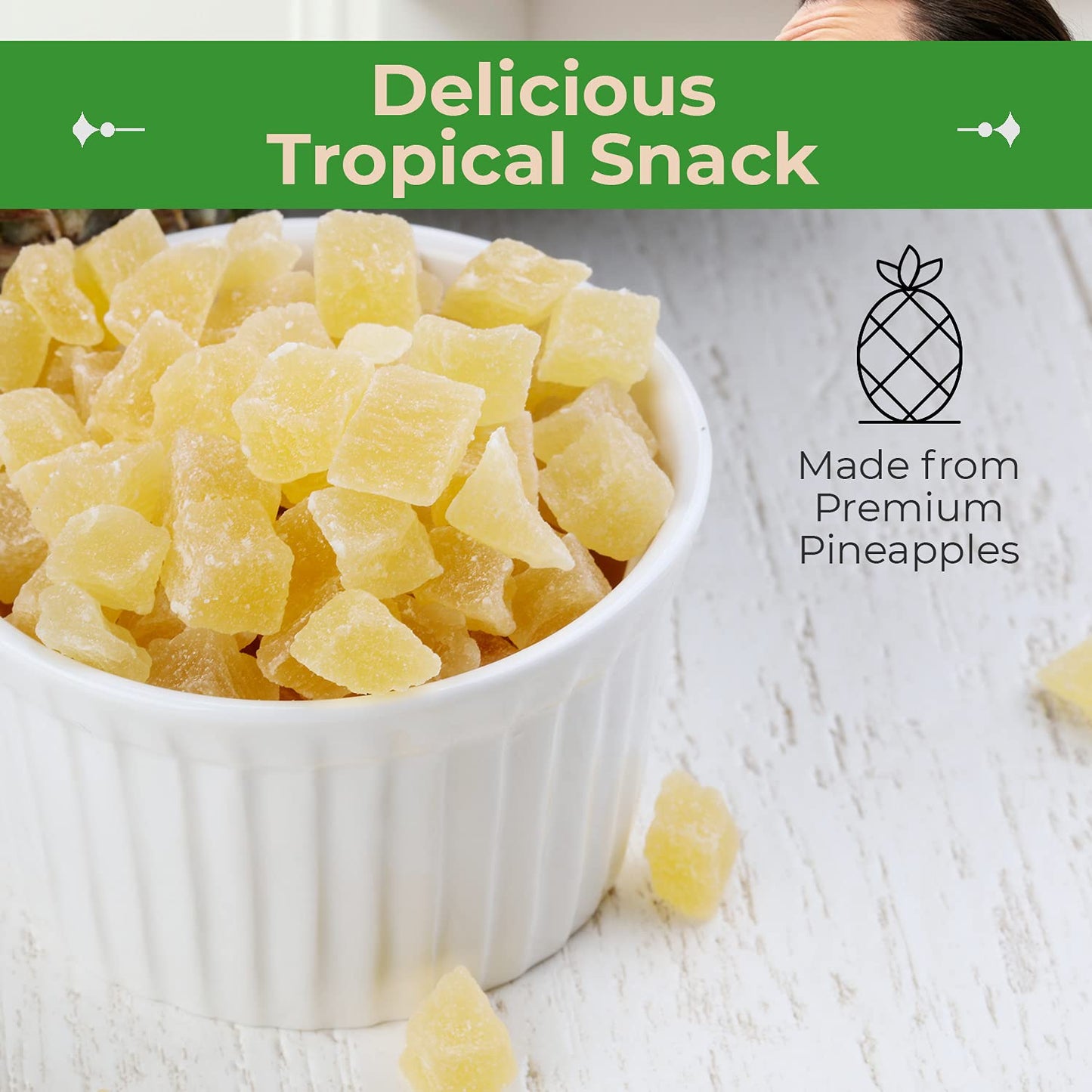 Sincerely Nuts Dried Pineapple Chunks | Healthy Snack | Vegan, Gluten Free | 1 LB Bag