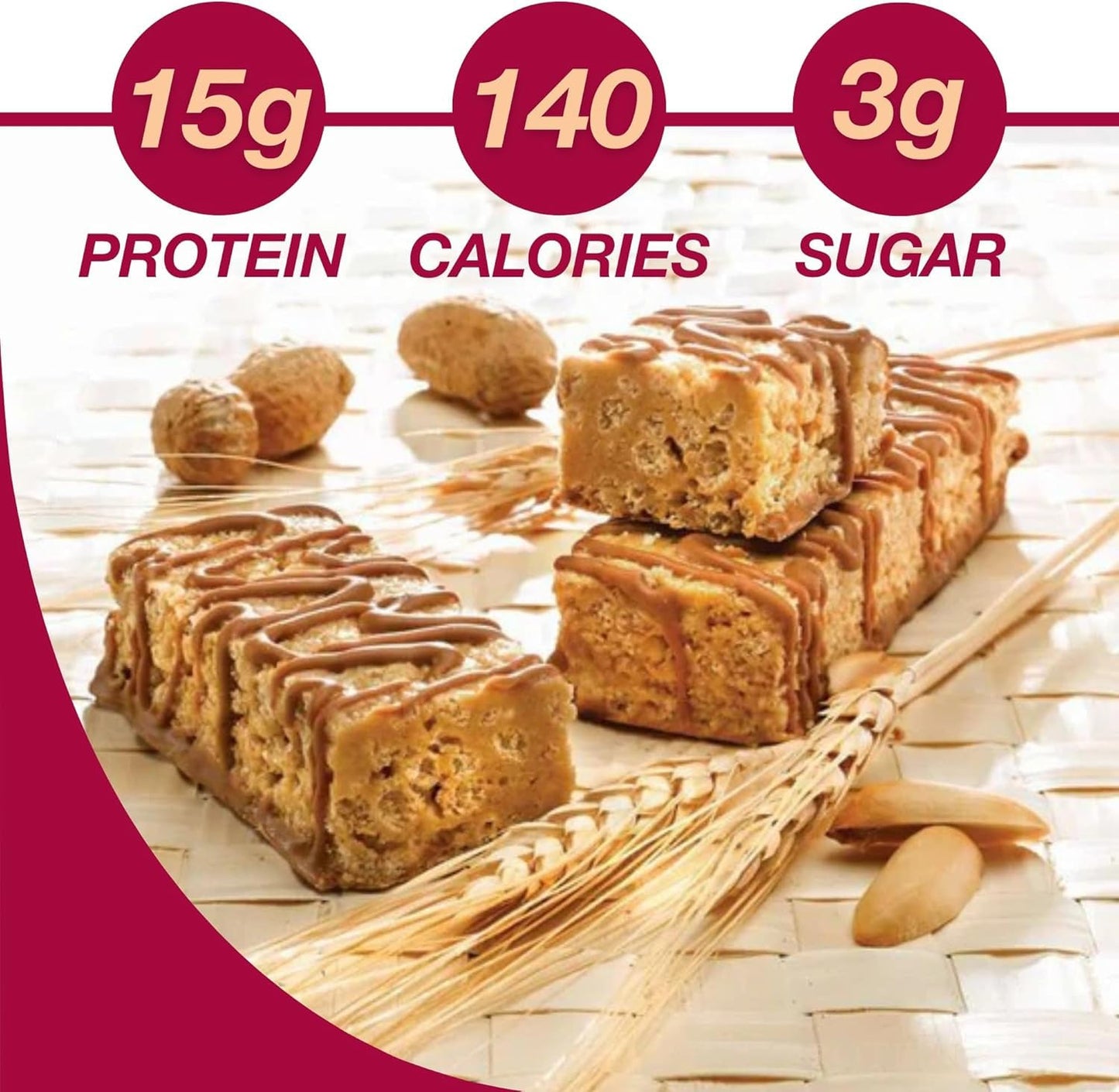 ProtiDIET Peanut Surprise High Protein Bar, No Trans Fat, Nutrient Rich Protein Fiber Bars - High Protein Snacks for Adults - He