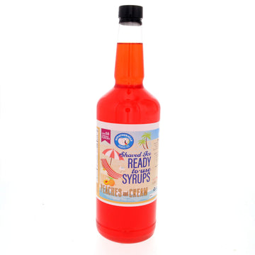 Hypothermias Shaved Ice & Snow Cone Syrup - Quart (32 fl. oz) - Peaches and Cream - Made with Non-GMO 100% Pure Cane Sugar, No C