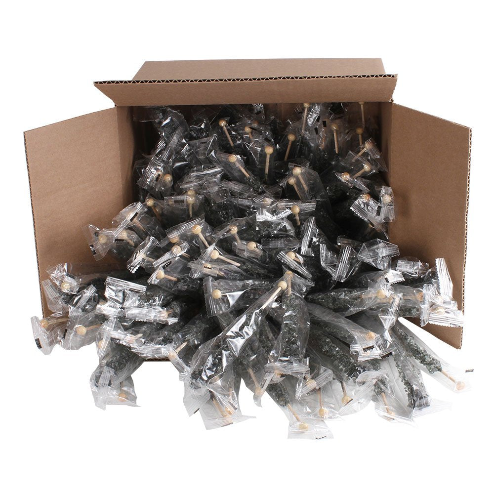 Extra Large Rock Candy Sticks: 144 Black Rock Candy Sticks - Black Cherry - Individually Wrapped for Party Favors, Candy Buffet,