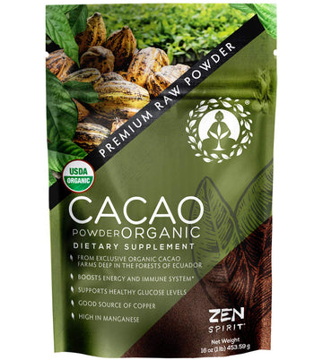 Cacao Powder Organic - 1 Pound - Unsweetened Premium Grade Superfood (Raw) - USDA & Vegan Certified - Perfect for Keto, Breakfas