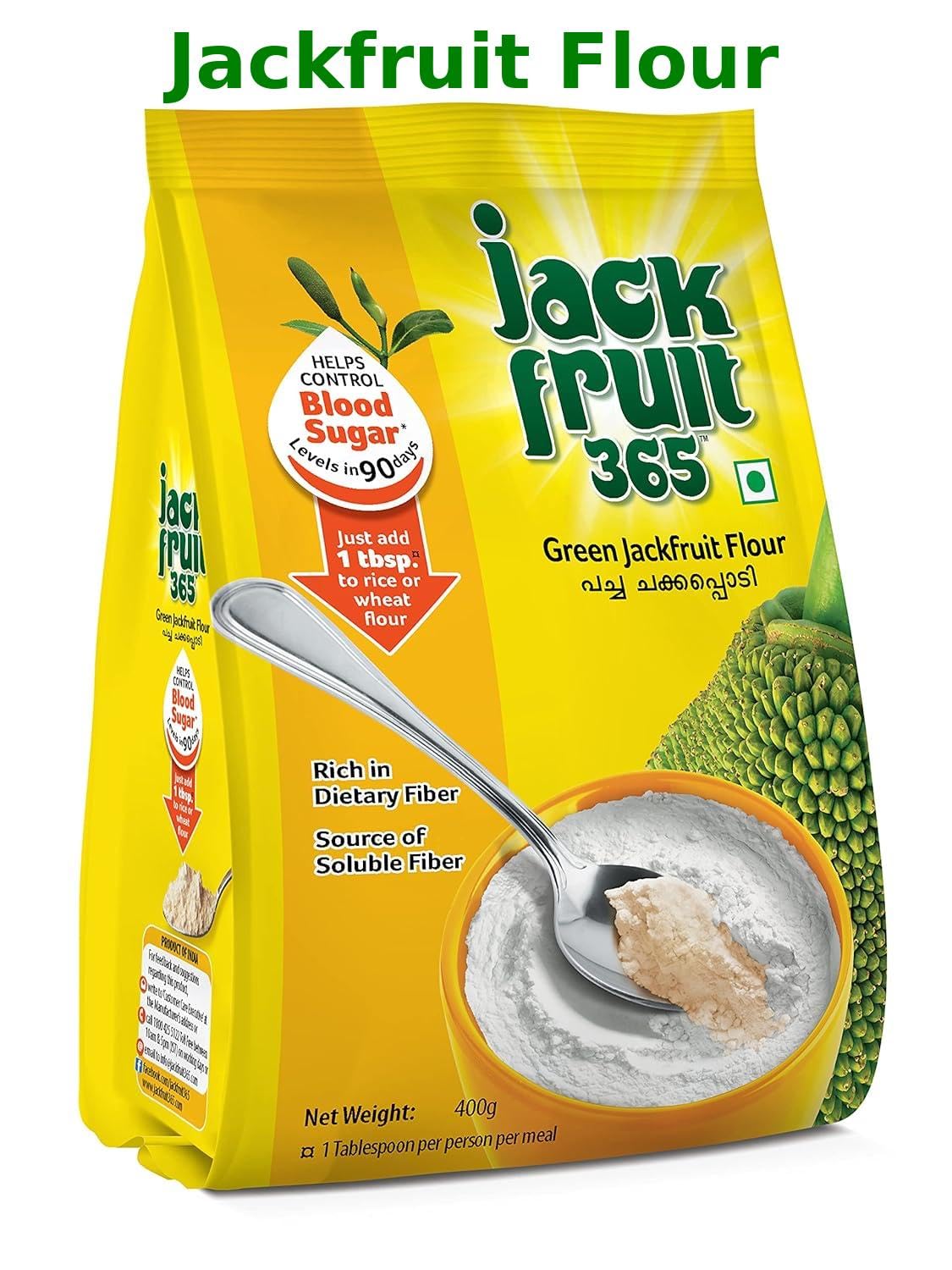 Jackfruit365 Green Jackfruit Flour | Helps in Blood Sugar Control | Organic Low Glycemic | 400g (Pack of 1)