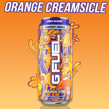 G Fuel Energy Drink, Orange Creamsicle, Sugar Free, 300mg Caffeine, 16 oz Cans, 12-Pack