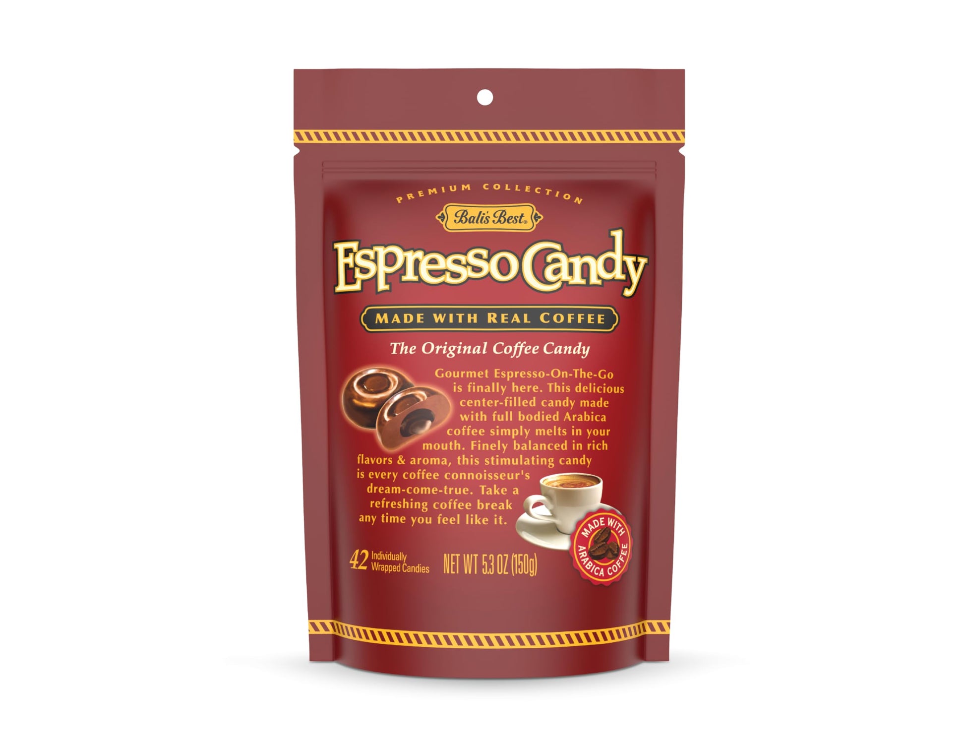 Bali s Best Espresso Candy, 5.3 Oz (Pack of 12), Individually Wrapped Hard Candy with Espresso Filled Center, Made with Real Su