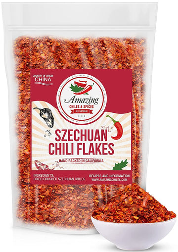 Sichuan Chili Flakes, 1Lb (16Oz) - Traditional Red Pepper Spices And Szechuan Seasoning For Thai, Korean, Mexican, And Asian Dis