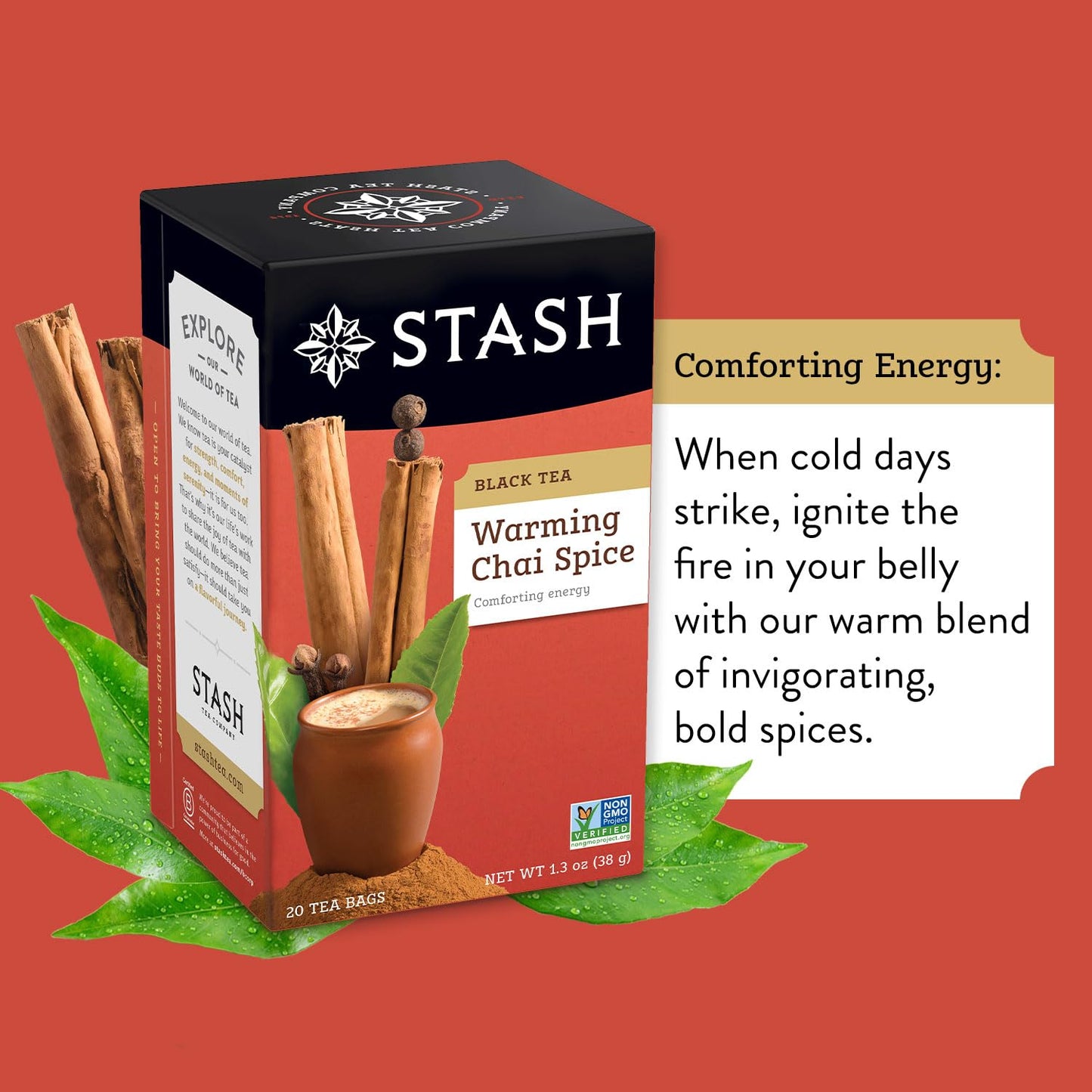 Stash Tea Chai Spice Black Tea, 20 Bags per Box, 6 Boxes Total (120 Bags)