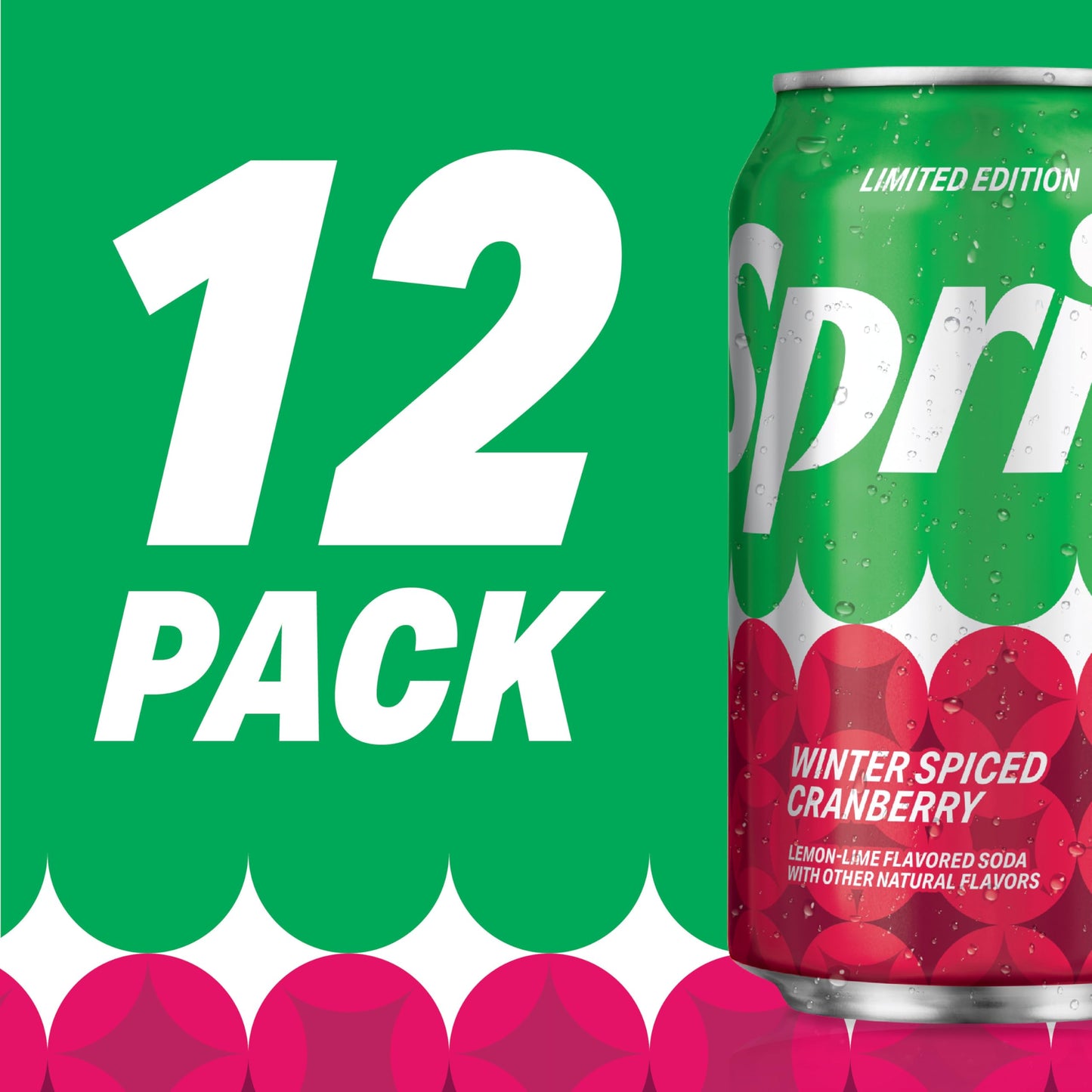 Sprite Winter Spiced Cranberry  Lemon-Lime and Cranberry Flavored Soda Pop Soft Drink  12 fl oz  12 Pack