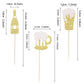 ZHUOWEISM 36 PCS Cupcake Toppers Gold Glitter Bamboo Picks for Baby Shower Wedding Birthday Party Celebrations - Small, Design5