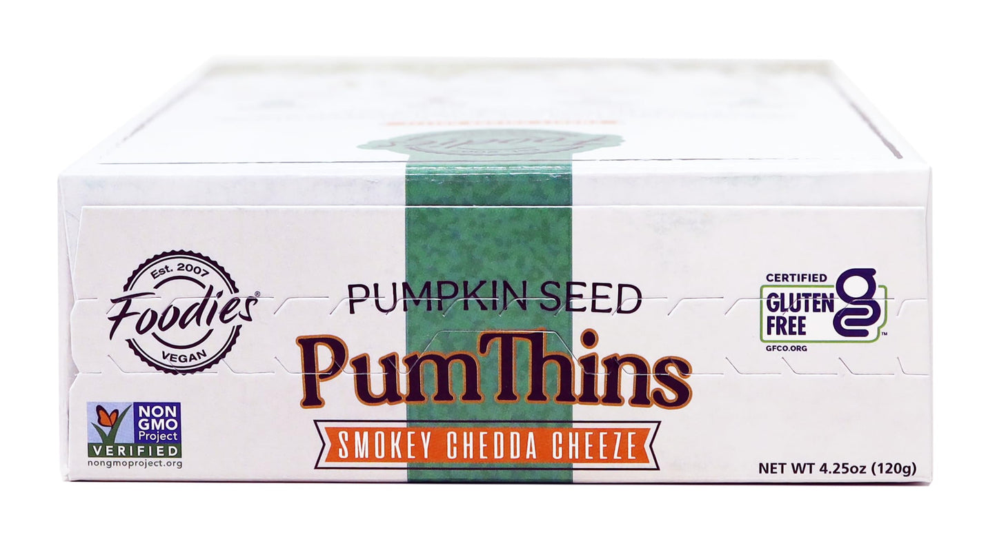Pumthins Smokey Chedda Cheeze Crackers- 4.25 Ounce (3 Pack) Gluten Free Paleo Friendly Healthy Snacks Pumpkin Seeds Pumfu Foodie