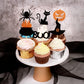 Keaziu Halloween Cupcake Toppers 24 Pack Cat Pumpkin Spider Toothpick Flags Black HCT-24