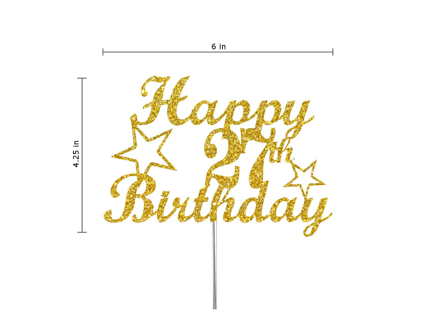 27 Birthday Cake Topper Gold Glitter, Party Decoration Ideas, Premium Quality, Sturdy Doubled Sided Glitter, Acrylic Stick. Made