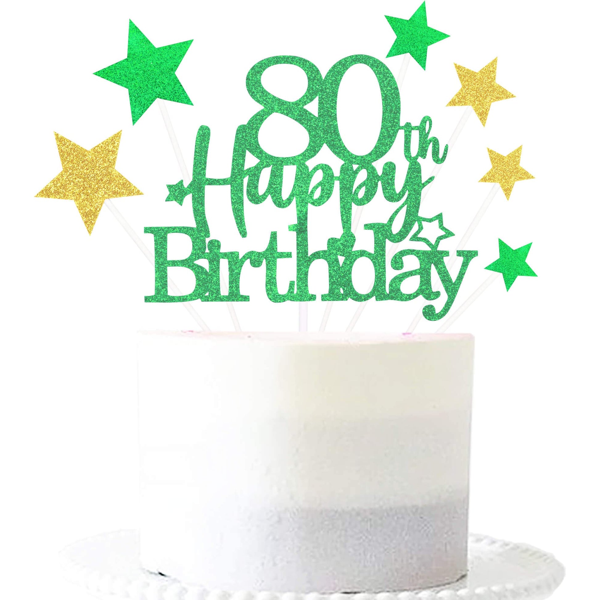 Glittery 80Th Happy Birthday Cake Topper With Star,Personalised 80 Birthday Cake Toppers Party Decorations Party Supplies For Bo