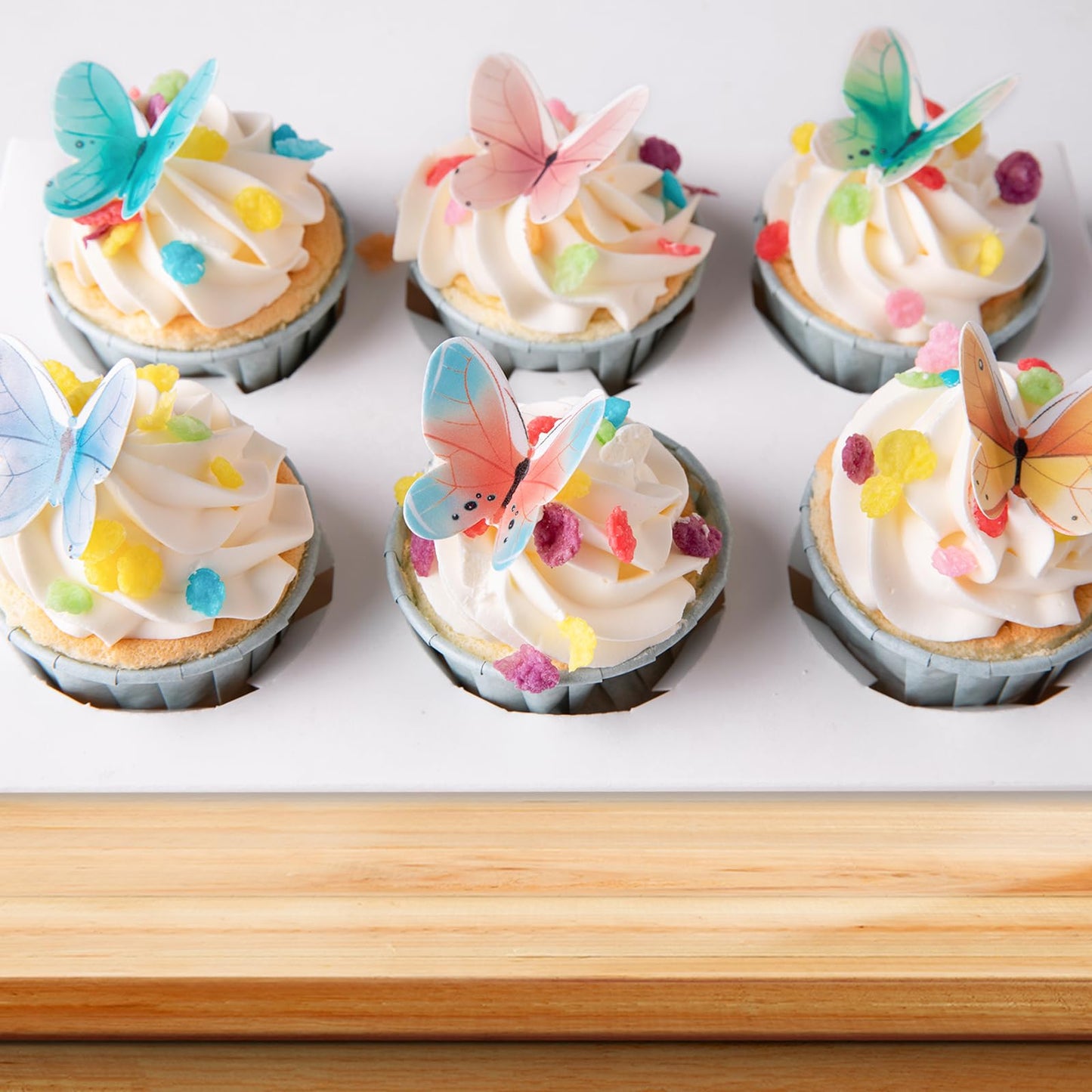 Edible Butterfly Cake Toppers 40-Pcs Mixed Size Wafer Paper Butterfly Cupcake Toppers Edible Butterflies Decorations For Happy B