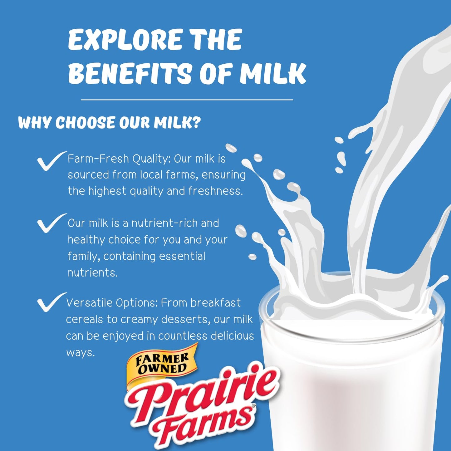Prairie Farms Lactose Free Milk  Shelf Stable 1% Low Fat Milk Boxes Vitamin D  Gluten Free  Ultra Pasteurized (UHT)  Kosher - 8oz. (27 Pack)