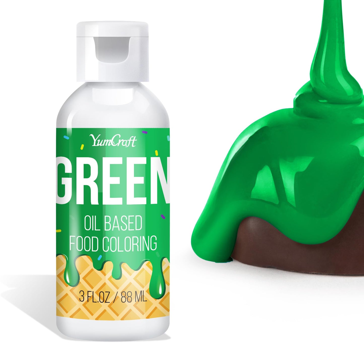 YumCraft Oil Based Food Coloring - Green, 3 fl. oz for Chocolate, Candy Melts, Buttercream, Frosting