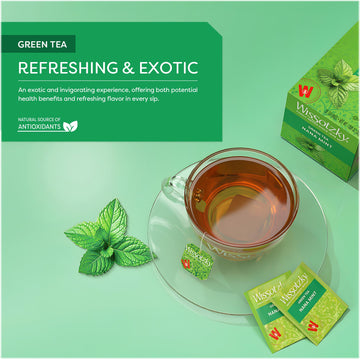 Wissotzky Nana Mint Green Tea (6 Pack - 120 Tea Bags) | Antioxidant Rich | Moroccan Mint Tea Bags | Revitalizing Nana Tea
