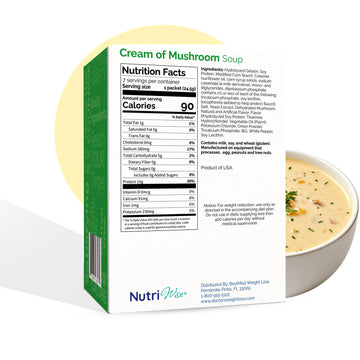 Nutriwise High Protein Soup | Cream Of Mushroom | 15G Protein, Low Calorie, Low Carb, Low Fat, Low Sugar | Gluten Free Diet For