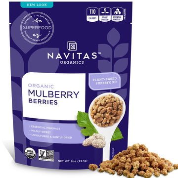 Navitas Organics Mulberries 8 oz. Bag 8 Servings - Organic Non-gMO Sun-Dried gluten-Free Sulfite-Free (Pack of 1)
