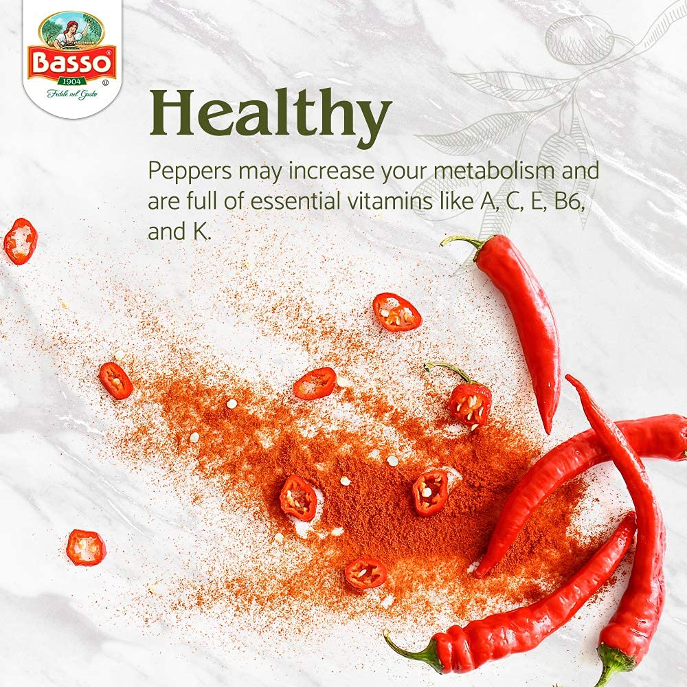BASSO 1904 Spicy Chili Oil - Infused Extra Virgin Olive Oil, 8.5 Fl Oz, Ideal for Drizzling, Cooking, Dipping, and Dressing