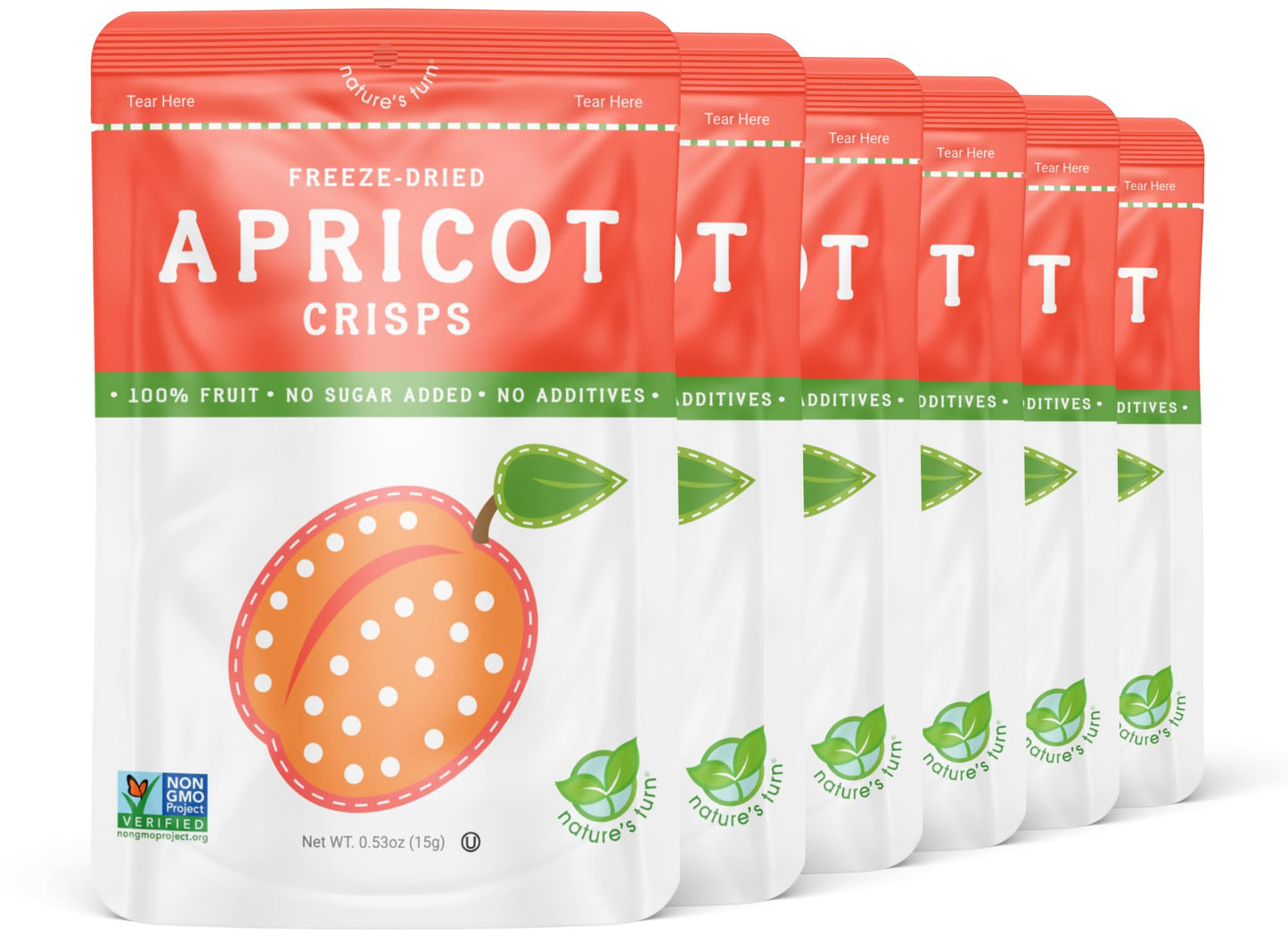 Natures Turn Freeze-Dried Fruit Snacks Sour Apricot Crisps Pack of 6 (0.53 oz Each)