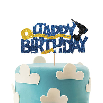 Tools Cake Topper, Tools Happy Birthday Cake Topper, Measure Themed Birthday Party Decoration Supplies, Toolbox Wrench Hammer Me