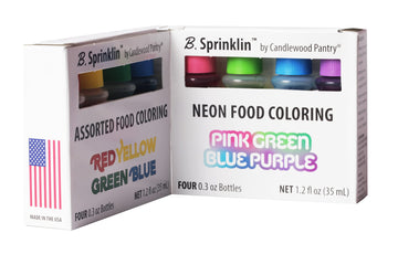 B. Sprinklin Assorted Liquid Food Coloring Kit, 8 Bottles, 0.3 Fl Oz / Neon (4) And Regular (4) Colors - Vibrant Food Dye For Sl