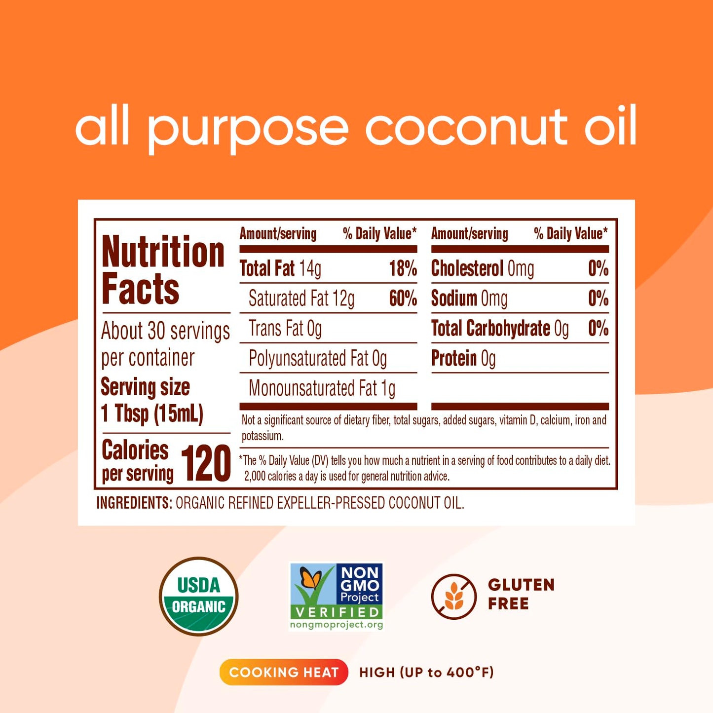 Nutiva Organic Steam-Refined Coconut Oil, 15 Fl Oz, Usda Organic, Non-Gmo, Vegan, Keto, Paleo, Neutral Flavor And Aroma For Cook