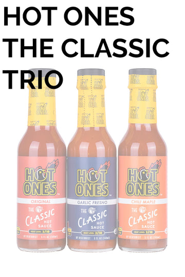 HOT ONES Hot Sauce Pack - Classic Original, Garlic Fresno Chili & Chili Maple, 5 fl oz (3-Pack)
