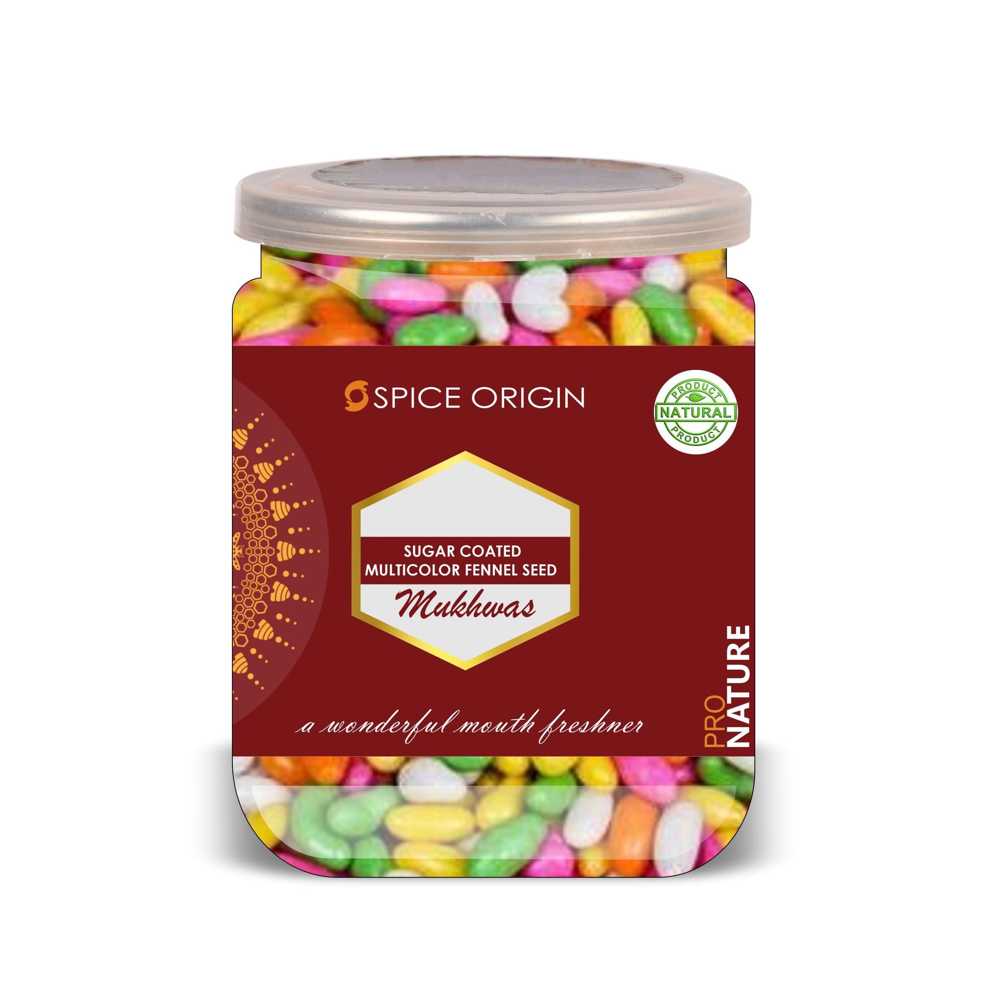 SPICE ORIGIN Sugar Coated Multicolour Fennel Seed 300 Gram Airtight Container