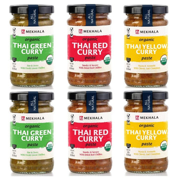 Mekhala Organic Thai Curry Cooking Paste Variety Pack Gluten-Free Vegan