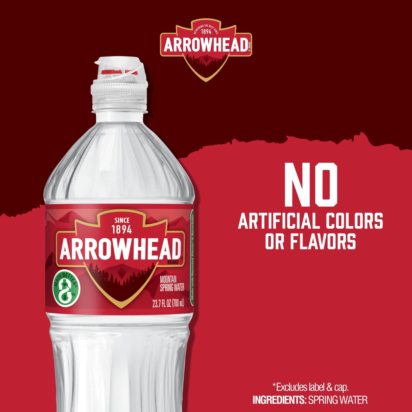 Arrowhead Mountain Spring Water Bottles, 24 Pack - Still Bottled Water with Naturally Occurring Minerals for Taste - 23.7 Fl Oz
