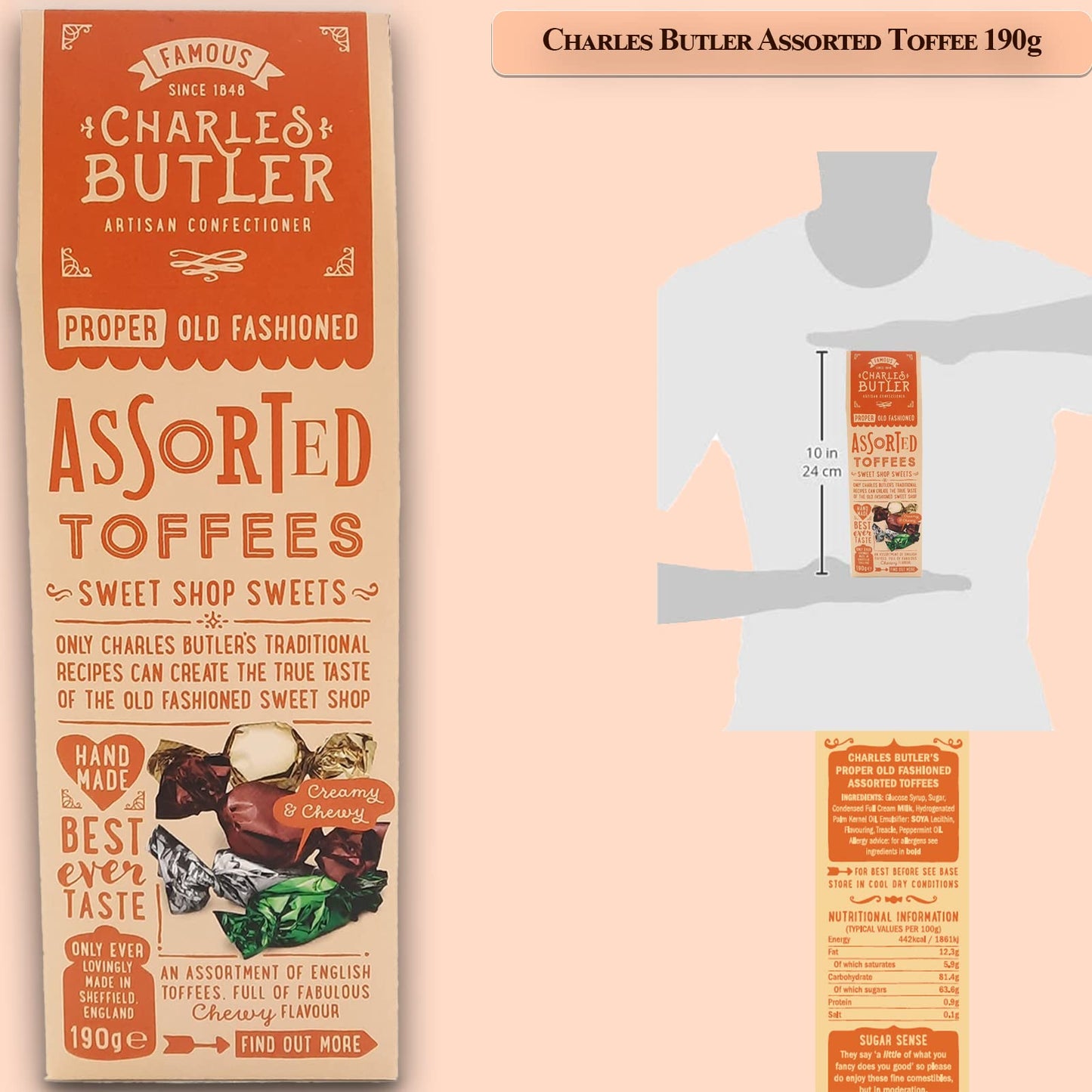 Charles Butler Assorted Toffees | Full Of Delicious Smooth, Creamy & Chewy Flavors | Proper Old Fashioned | Individually Foil Wr