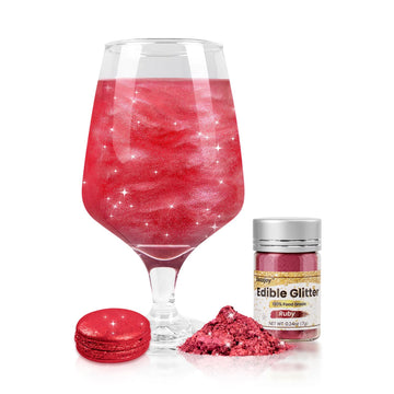 Ruby Red Shimmer Edible Glitter for Drinks, Cocktails, 7g, Food Grade, Edible Glitter for Cocktails, Drink Glitter, Cupcake