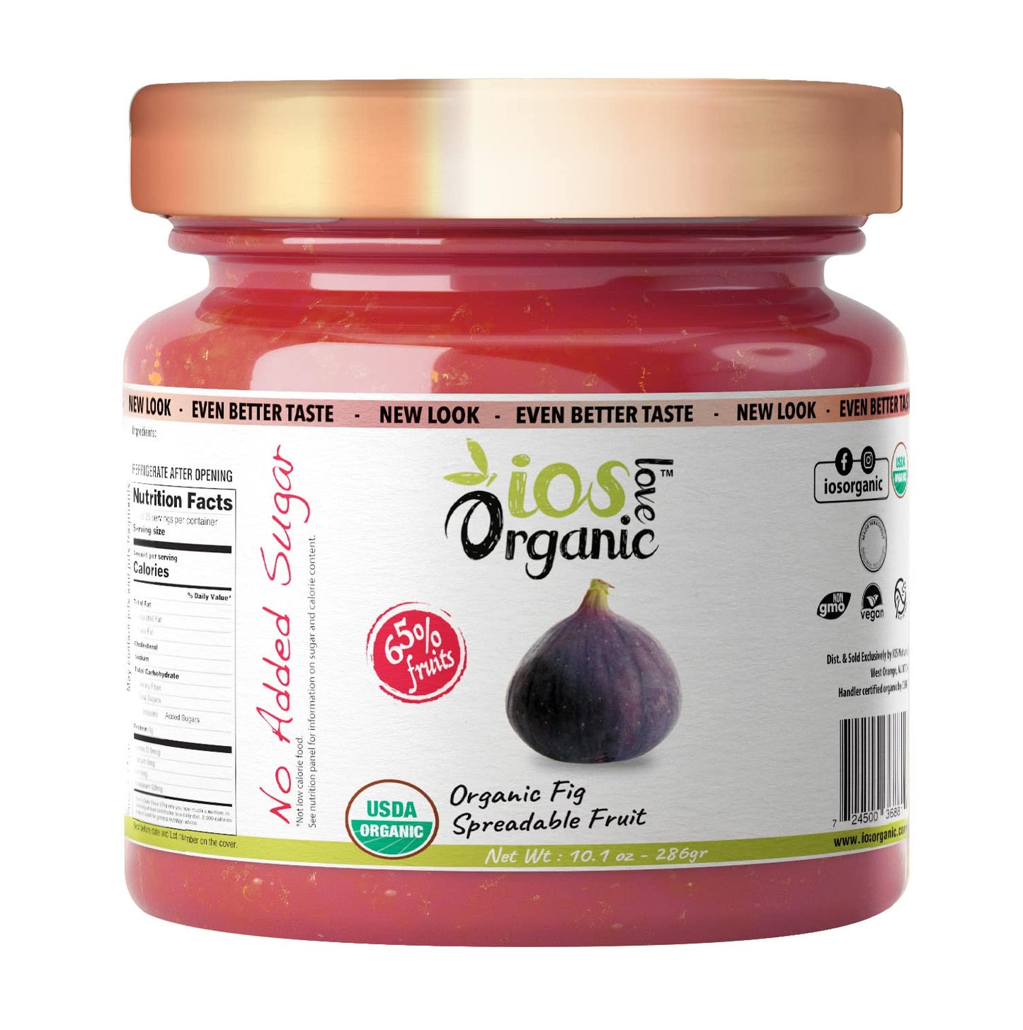 Ios Love Organic Spreadable Fruit - Usda Organic Certified 65% Fruits - Non-Gmo, Vegan, Gluten Free, Kosher, No Added Sugar, Net