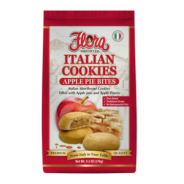 Flora Italian Cookies Apple Pie Bites - Authentic Italian Shortbread Cookies Filled with Apple Jam & Pieces - Traditional Recipe