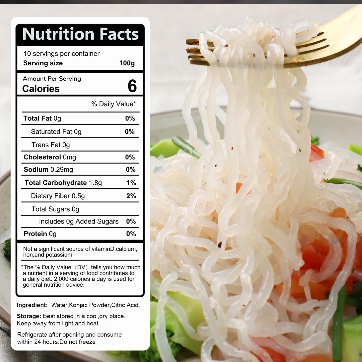 Hethstia Konjac Noodle - Ready-To-Eat Shirataki Angel Hair, Low Carb, Low Calorie, Keto, Vegan, Gluten-Free Asian Ramen, Sugar-F