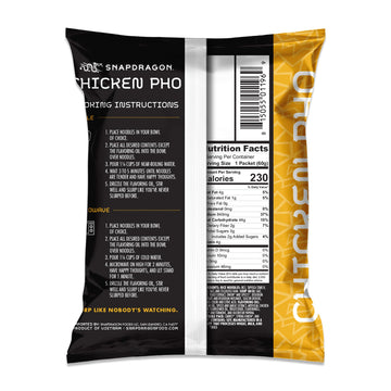 Snapdragon Chicken Pho Instant Noodle Packets 4-Pack | Rich Chicken Flavored Broth With Rice Noodles, Gluten Free, No Artificial
