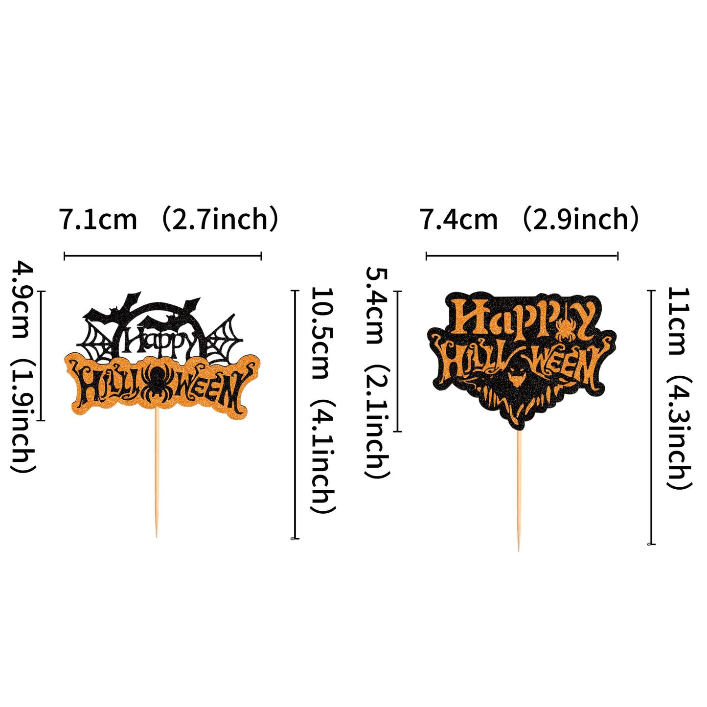 Ercadio 24 Pack Halloween Cupcake Toppers Glitter Halloween Cupcake Picks With Bat Pumpkin Ghost Cupcake Decors For Halloween Th
