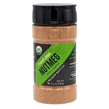 Freshjax Ground Organic Nutmeg, Certified Organic And Kosher (Large Bpa-Free Bottle 5.1 Oz) Gluten-Free