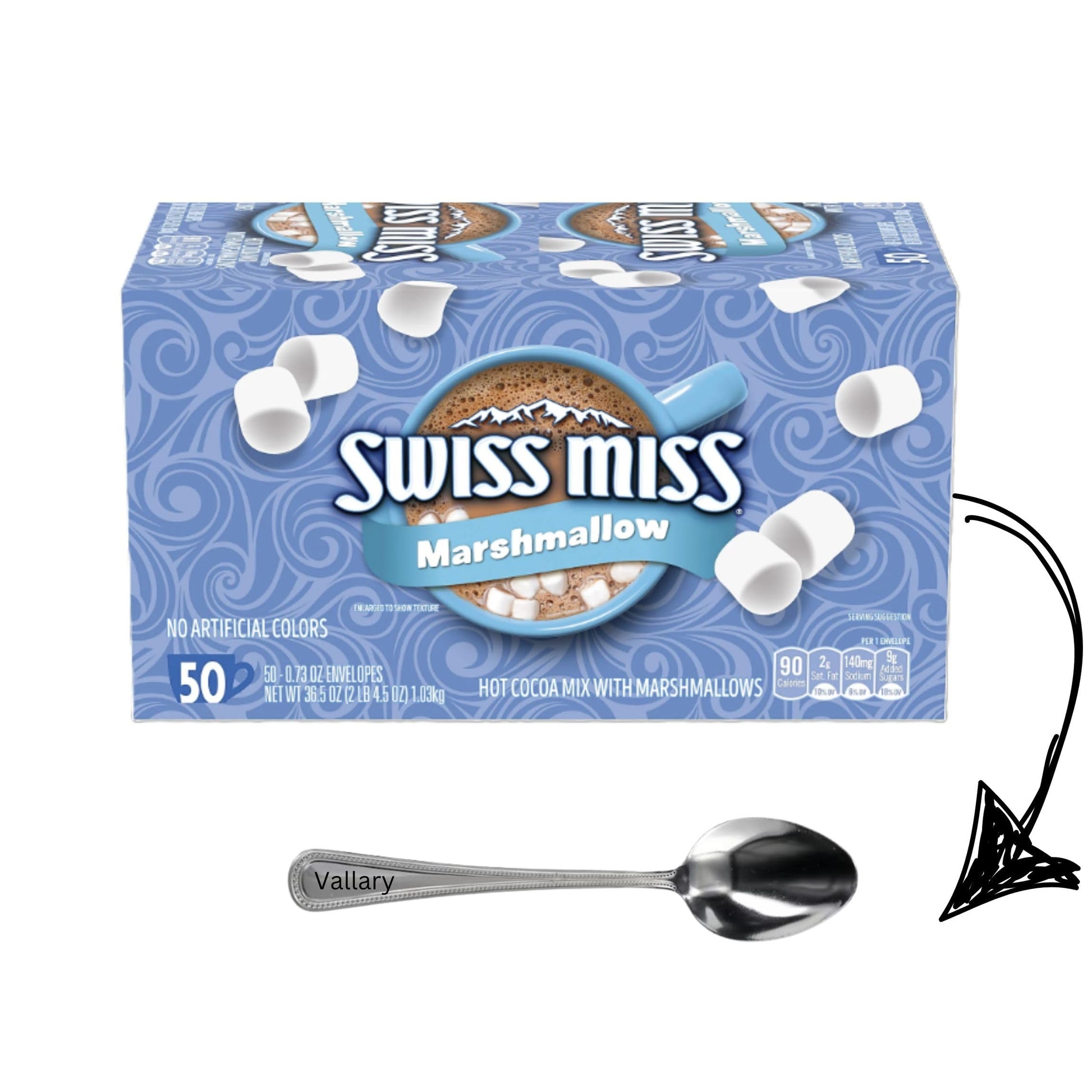 Chocolate Hot Cocoa Mix With Marshmallows  50 Count Packets  0.73 Oz Each Packets  Swiss Miss Hot Chocolate (1 Pack)