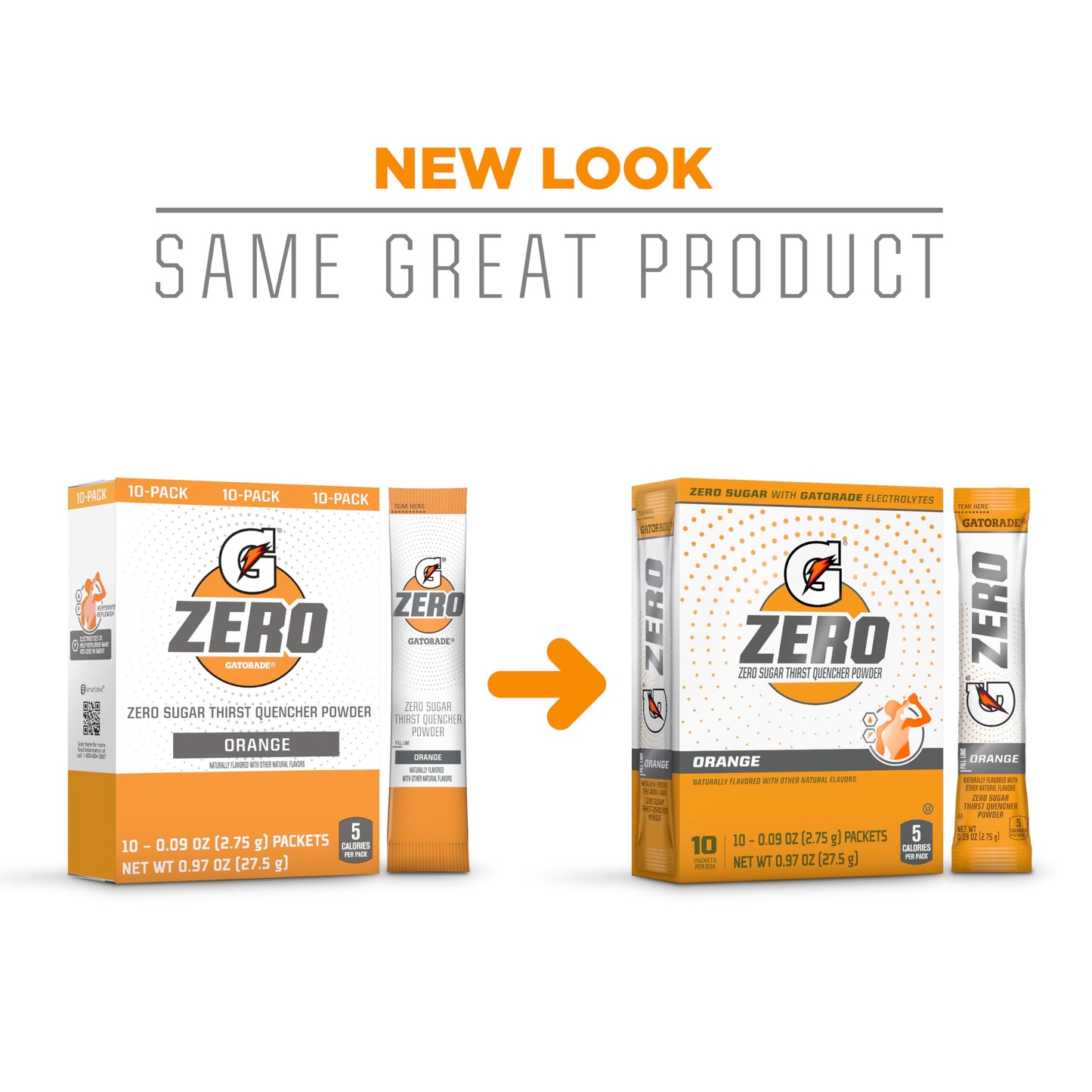 Gatorade G Zero Sports Drink Mix Powder Packets, Orange, Electrolyte Powder Drink Mix for Hydration, Zero Sugar, Total 120 Packe