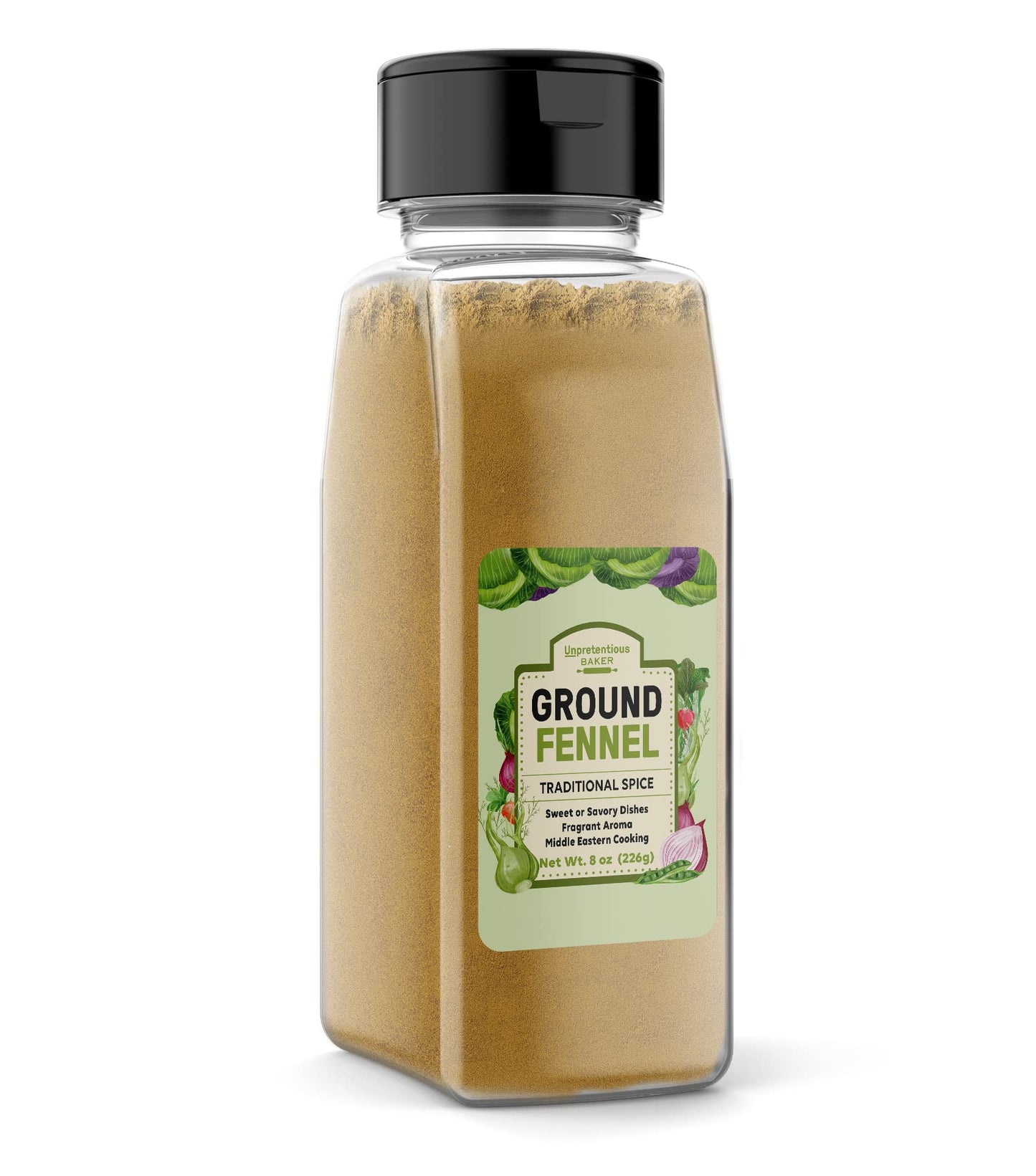 Unpretentious Ground Fennel, 8 oz Shaker Jar, Cooking, Baking, Licorice Flavor